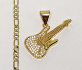 Plated Guitar 3mm Figaro Chain Necklace