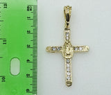 Plated Cross Virgin Mary 5mm Figaro Chain Necklace