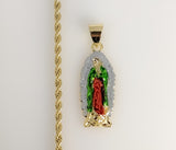 Plated Multicolor Virgin Mary 3mm Rope/Braided Chain Necklace