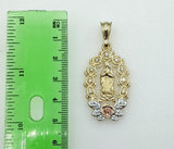 Plated Tri-Color Virgin Mary 4mm Figaro Chain Necklace