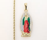 Plated Multicolor Virgin Mary 3mm Rope/Braided Chain Necklace