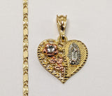 Plated Tri-Gold Virgin Mary 2mm Star Solid Chain Necklace