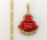 Plated Buddha 5mm Figaro Chain Necklace