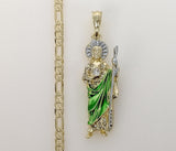 Plated Multicolor Saint Jude 4mm 14K Diamond Figaro Chain Necklace