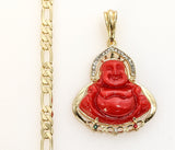 Plated Buddha 5mm Figaro Chain Necklace