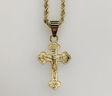 Plated Cross 3mm Rope/Braided Chain Necklace