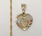 Plated Tri-Gold Virgin Mary Twist Chain Necklace