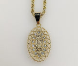 Plated Virgin Mary 3mm Rope/Braided Chain Necklace