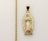 Plated Virgin Mary 2mm Rope/Braided Chain Necklace