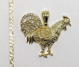 Plated Rooster 3mm Figaro Chain Necklace