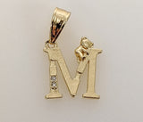 Plated Letter Initial "M" Pendant