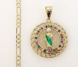 Plated Multicolor Saint Jude 4mm Figaro Chain Necklace