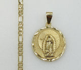 Plated Virgin Mary 4mm Figaro Chain Necklace