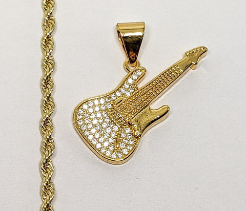 Plated Guitar 3mm Rope/Braided Chain Necklace