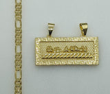 Plated The Last Supper Bar Pendant 5mm Figaro Chain Necklace