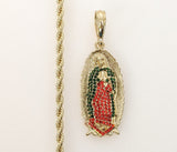 Plated Virgin Mary 4mm Rope/Braided Chain Necklace