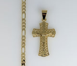 Plated Cross 3mm Figaro Chain Necklace