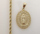 Plated Virgin Mary 4mm Rope/Braided Chain Necklace