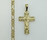 Plated Cross 5mm Figaro Chain Necklace