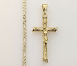 Plated Cross 3mm Figaro Chain Necklace