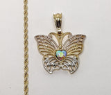 Plated Tri-Gold Butterfly 2mm Rope/Braided Chain Necklace