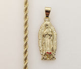 Plated Virgin Mary 4mm Rope/Braided Chain Necklace