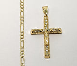 Plated Cross 4mm Figaro Chain Necklace