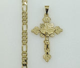 Plated Cross 5mm Figaro Chain Necklace