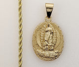 Plated Virgin Mary 2mm Rope/Braided Chain Necklace