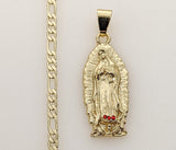 Plated Virgin Mary 3mm Figaro Chain Necklace