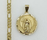 Plated Virgin Mary 5mm Figaro Chain Necklace