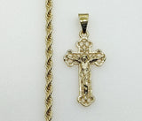 Plated Cross 4mm Rope/Braided Chain Necklace