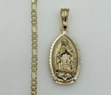 Plated Virgin Mary 3mm Figaro Chain Necklace