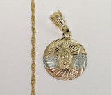 Plated Tri-Gold Virgin Mary Twist Chain Necklace