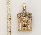 Plated Jesus 3mm Figaro Chain Necklace