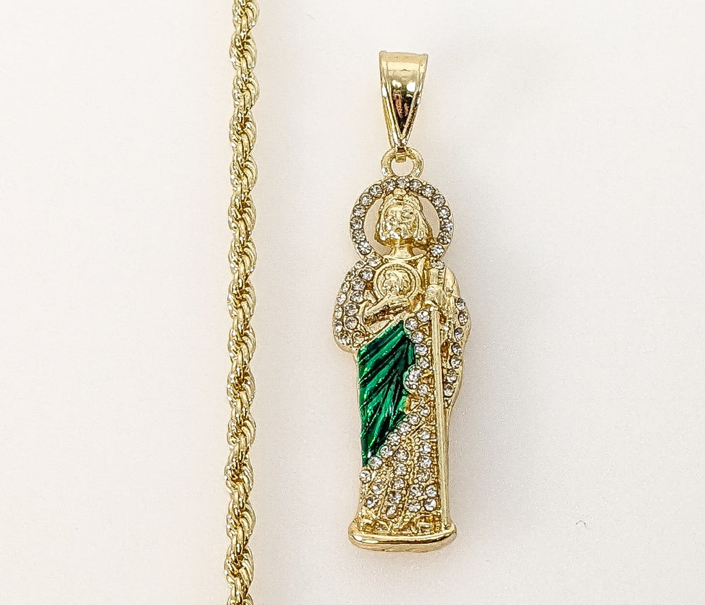Plated Multicolor Saint Jude 3mm Rope/Braided Chain Necklace