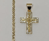 Plated Dainty Cross 3mm Star Chain Necklace