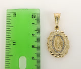 Plated "Mis 15 Años" Quince Virgin Mary 4mm Figaro Chain Necklace