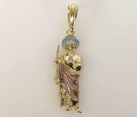 Plated Medium Tri-Color Saint Jude Thaddaeus Pendant