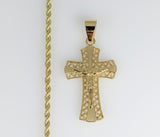 Plated Cross 2mm Rope/Braided Chain Necklace