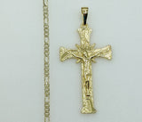 Plated Cross 3mm Figaro Chain Necklace