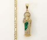 Plated Multicolor Saint Jude 4mm 14K Diamond Figaro Chain Necklace