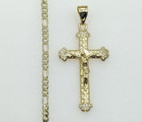 Plated Cross 3mm Figaro Chain Necklace