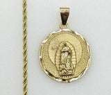 Plated Virgin Mary 2mm Rope/Braided Chain Necklace