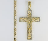 Plated Cross 4mm Figaro Chain Necklace