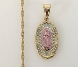 Plated Tri-Color Virgin Mary Twist Chain Necklace