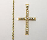 Plated Cross 3mm Rope/Braided Chain Necklace