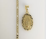 Plated Virgin Mary 3mm Figaro Chain Necklace