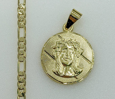 Plated Jesus 4mm Figaro Chain Necklace