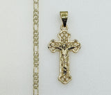 Plated Cross 3mm Figaro Chain Necklace